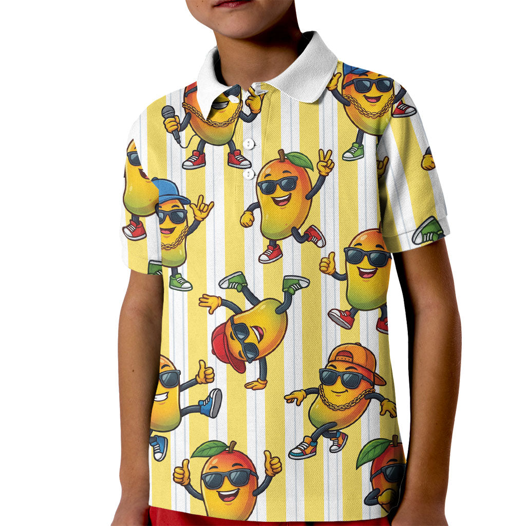 Funny Hawaii Mango Hip Hop Cartoon Kid Polo Shirt Summer Beach Party LT19 Kid Yellow - Polynesian Pride