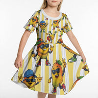 Funny Hawaii Mango Hip Hop Cartoon Kid Short Sleeve Dress Summer Beach Party LT19 - Polynesian Pride