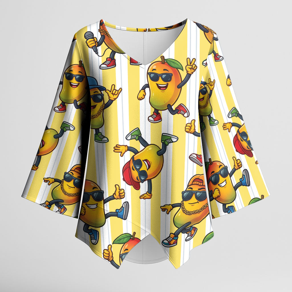 Funny Hawaii Mango Hip Hop Cartoon Kimono Sleeve Blouse Summer Beach Party LT19 Female Yellow - Polynesian Pride