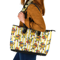 Funny Hawaii Mango Hip Hop Cartoon Leather Tote Bag Summer Beach Party LT19 Yellow - Polynesian Pride