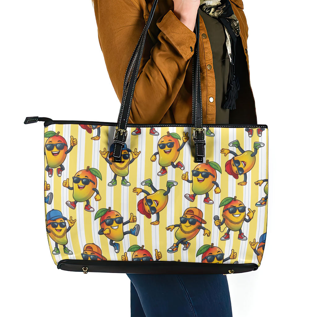 Funny Hawaii Mango Hip Hop Cartoon Leather Tote Bag Summer Beach Party LT19 - Polynesian Pride