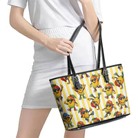Funny Hawaii Mango Hip Hop Cartoon Leather Tote Bag Summer Beach Party LT19 - Polynesian Pride