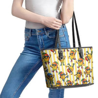 Funny Hawaii Mango Hip Hop Cartoon Leather Tote Bag Summer Beach Party LT19 - Polynesian Pride