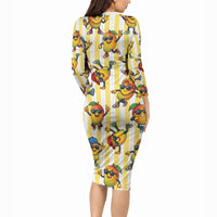 Funny Hawaii Mango Hip Hop Cartoon Long Sleeve Bodycon Dress Summer Beach Party LT19 - Polynesian Pride