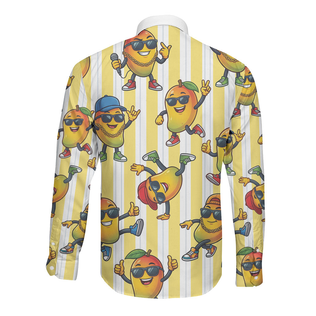 Funny Hawaii Mango Hip Hop Cartoon Long Sleeve Button Shirt Summer Beach Party LT19 - Polynesian Pride