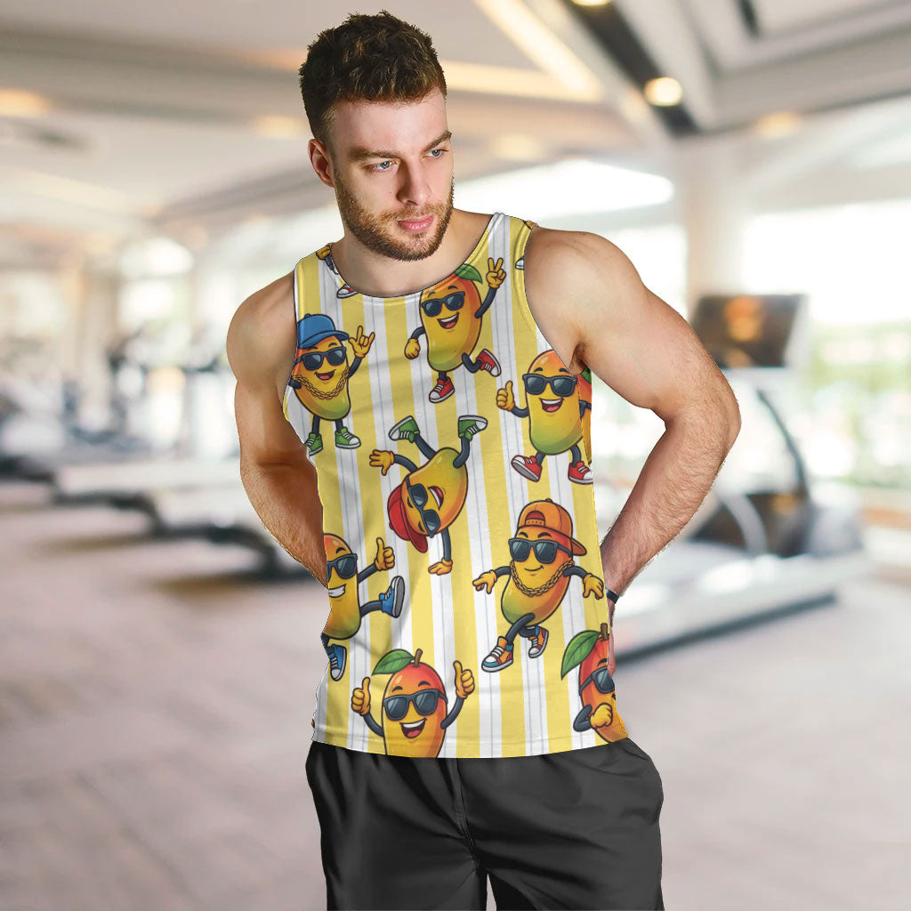 Funny Hawaii Mango Hip Hop Cartoon Men Tank Top Summer Beach Party LT19 Yellow - Polynesian Pride