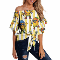 Funny Hawaii Mango Hip Hop Cartoon Off Shoulder Wrap Waist Top Summer Beach Party LT19 - Polynesian Pride