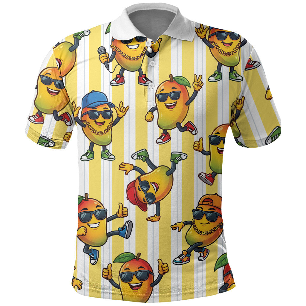 Funny Hawaii Mango Hip Hop Cartoon Polo Shirt Summer Beach Party LT19 Yellow - Polynesian Pride