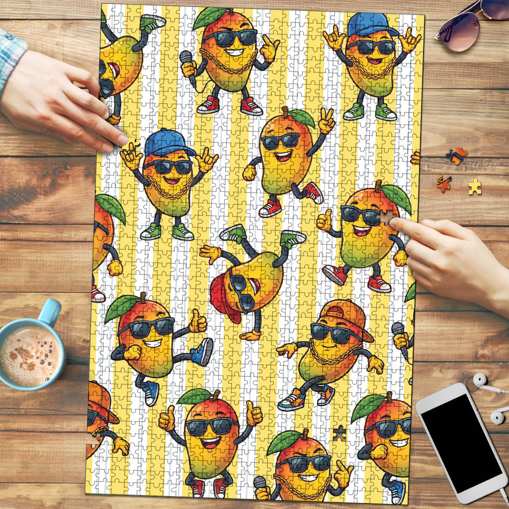 Funny Hawaii Mango Hip Hop Cartoon Puzzle Summer Beach Party LT19 Yellow - Polynesian Pride