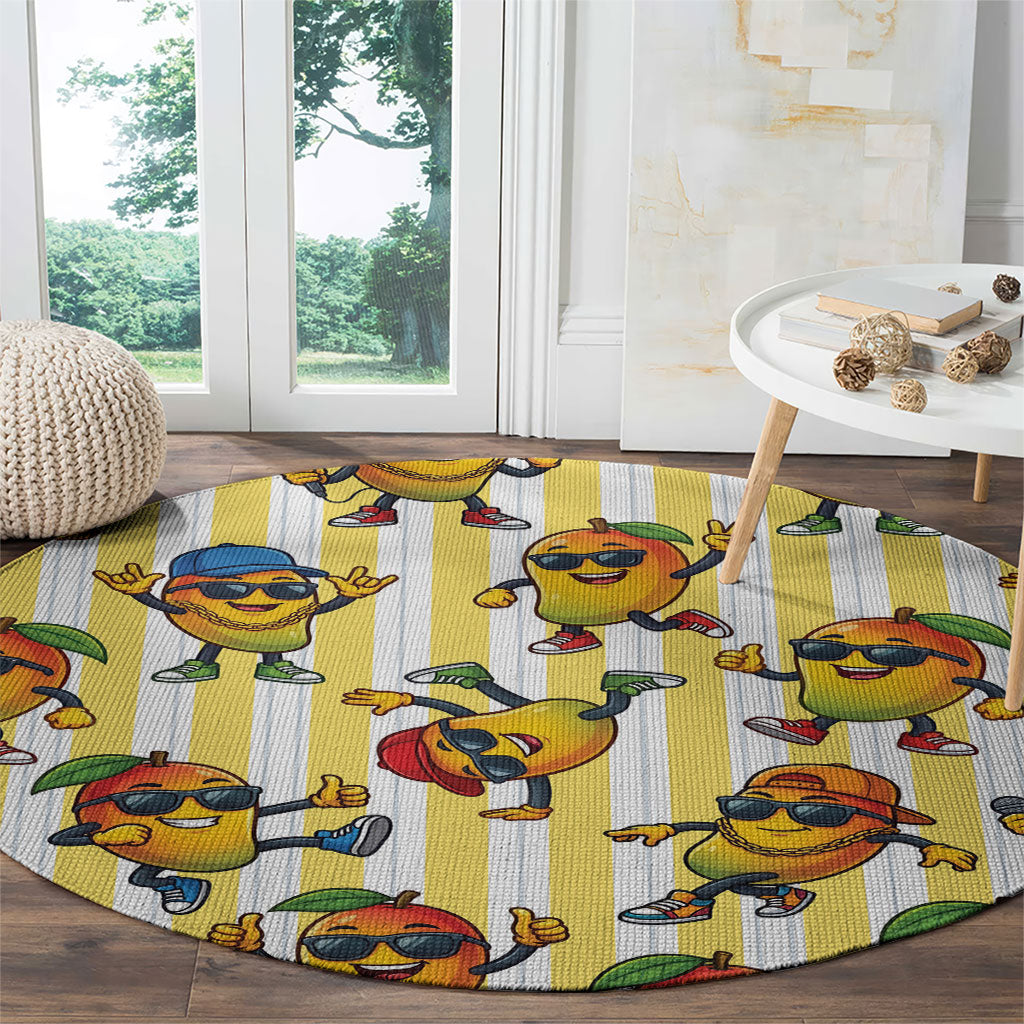 Funny Hawaii Mango Hip Hop Cartoon Round Carpet Summer Beach Party LT19 - Polynesian Pride