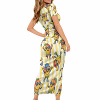 Funny Hawaii Mango Hip Hop Cartoon Short Sleeve Bodycon Dress Summer Beach Party LT19 - Polynesian Pride