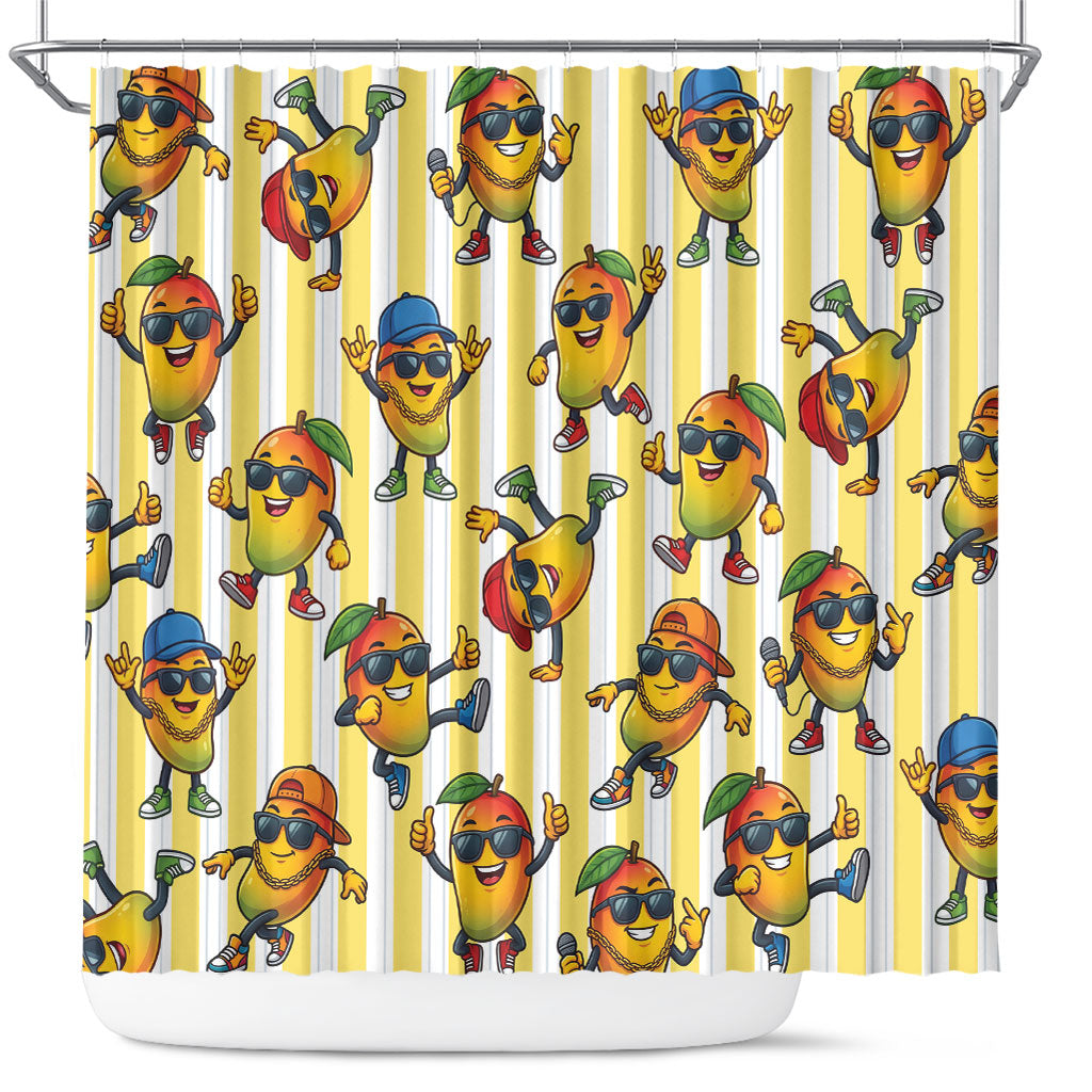 Funny Hawaii Mango Hip Hop Cartoon Shower Curtain Summer Beach Party LT19 Yellow - Polynesian Pride