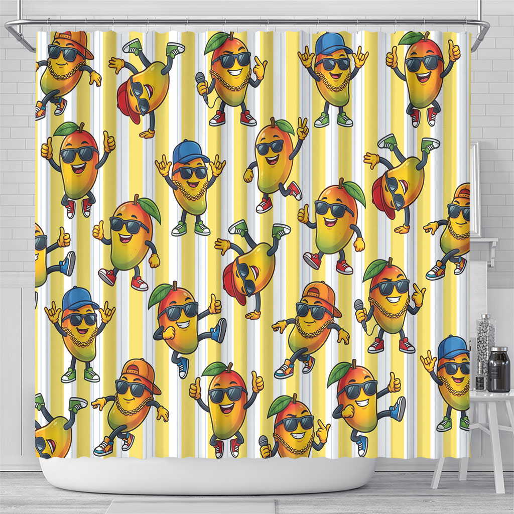 Funny Hawaii Mango Hip Hop Cartoon Shower Curtain Summer Beach Party LT19 - Polynesian Pride