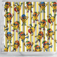 Funny Hawaii Mango Hip Hop Cartoon Shower Curtain Summer Beach Party LT19 - Polynesian Pride