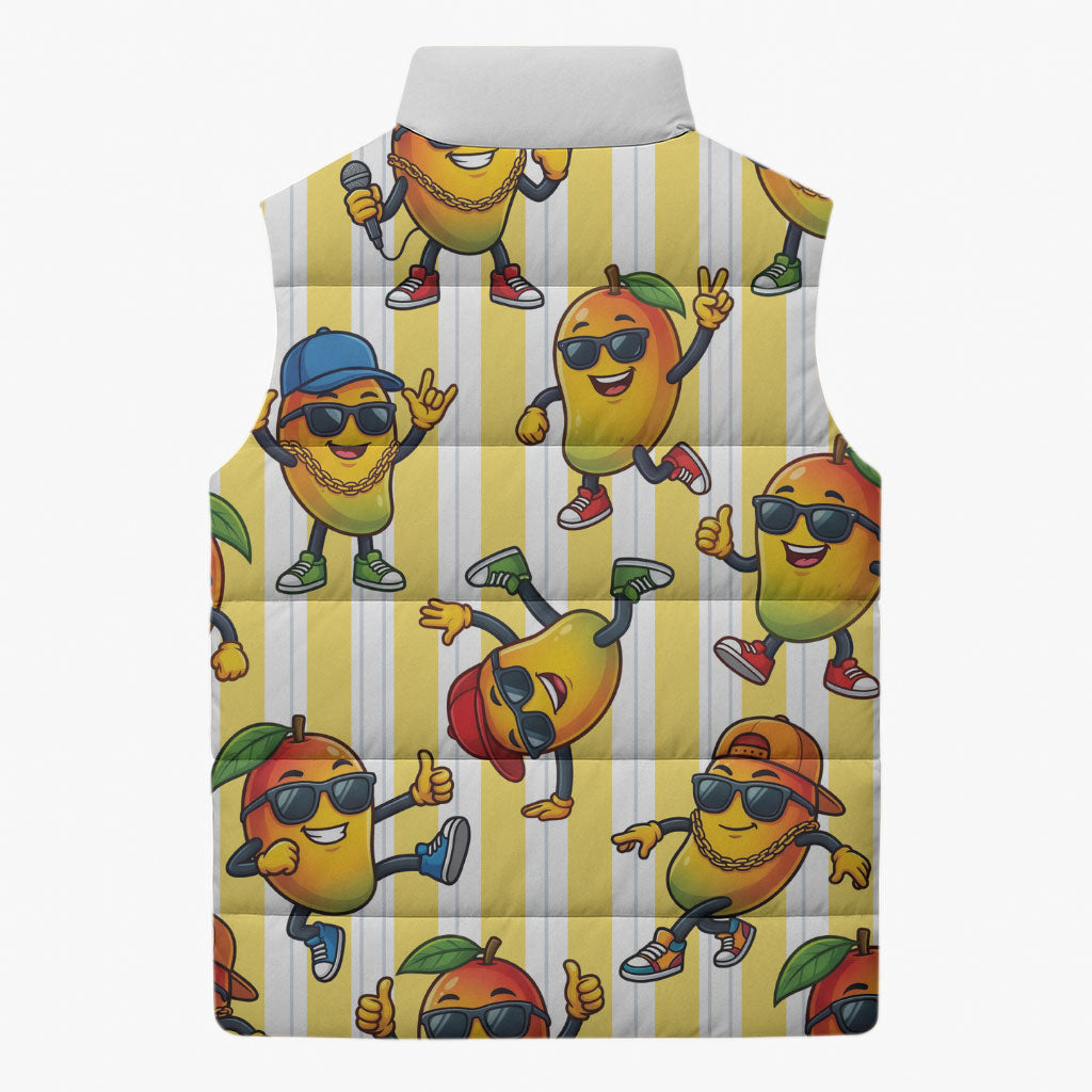 Funny Hawaii Mango Hip Hop Cartoon Sleeveless Puffer Jacket Summer Beach Party LT19 - Polynesian Pride