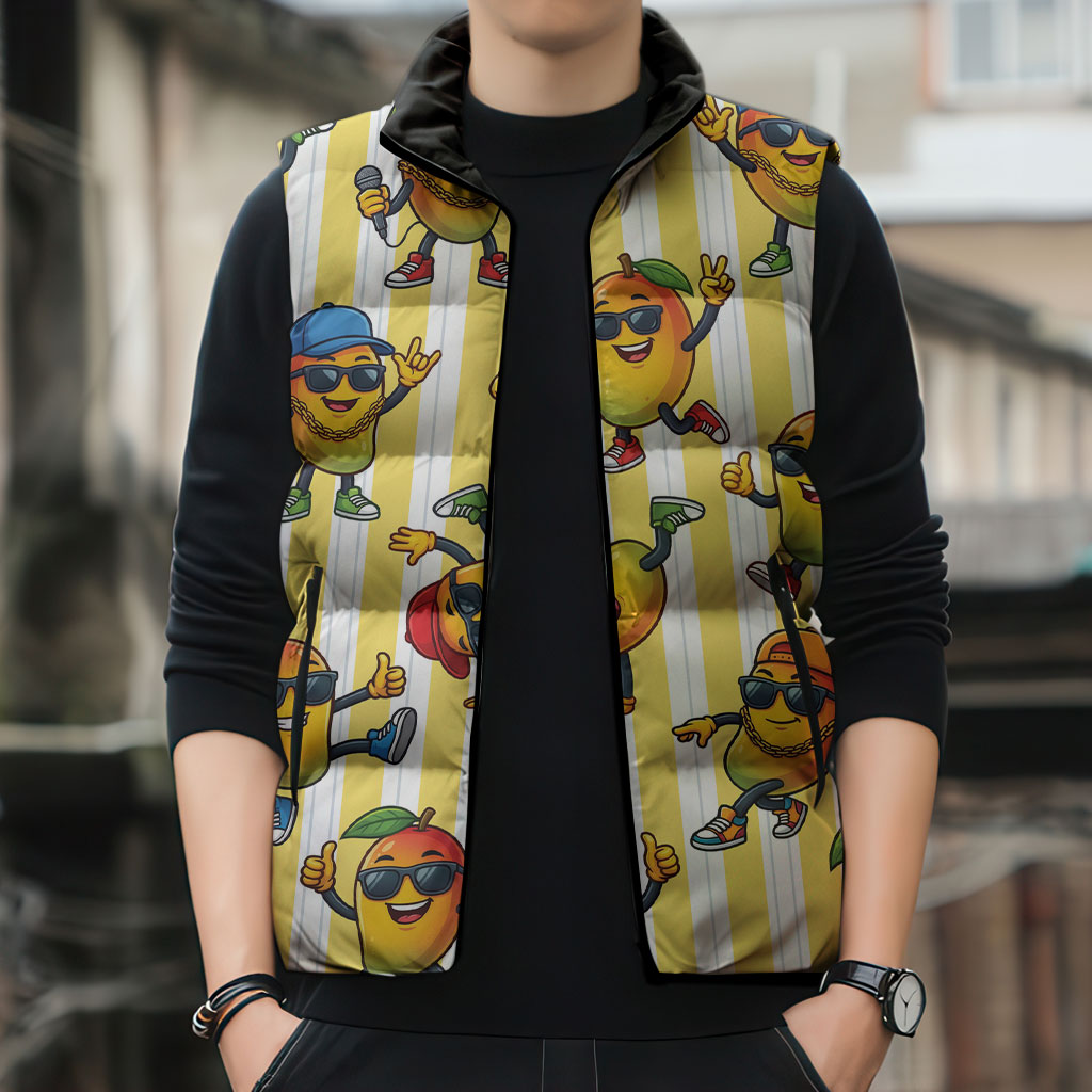 Funny Hawaii Mango Hip Hop Cartoon Sleeveless Puffer Jacket Summer Beach Party LT19 - Polynesian Pride