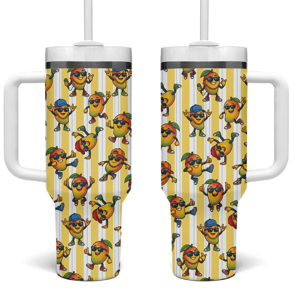 Funny Hawaii Mango Hip Hop Cartoon Tumbler With Handle Summer Beach Party LT19 One Size: 40 oz Yellow - Polynesian Pride