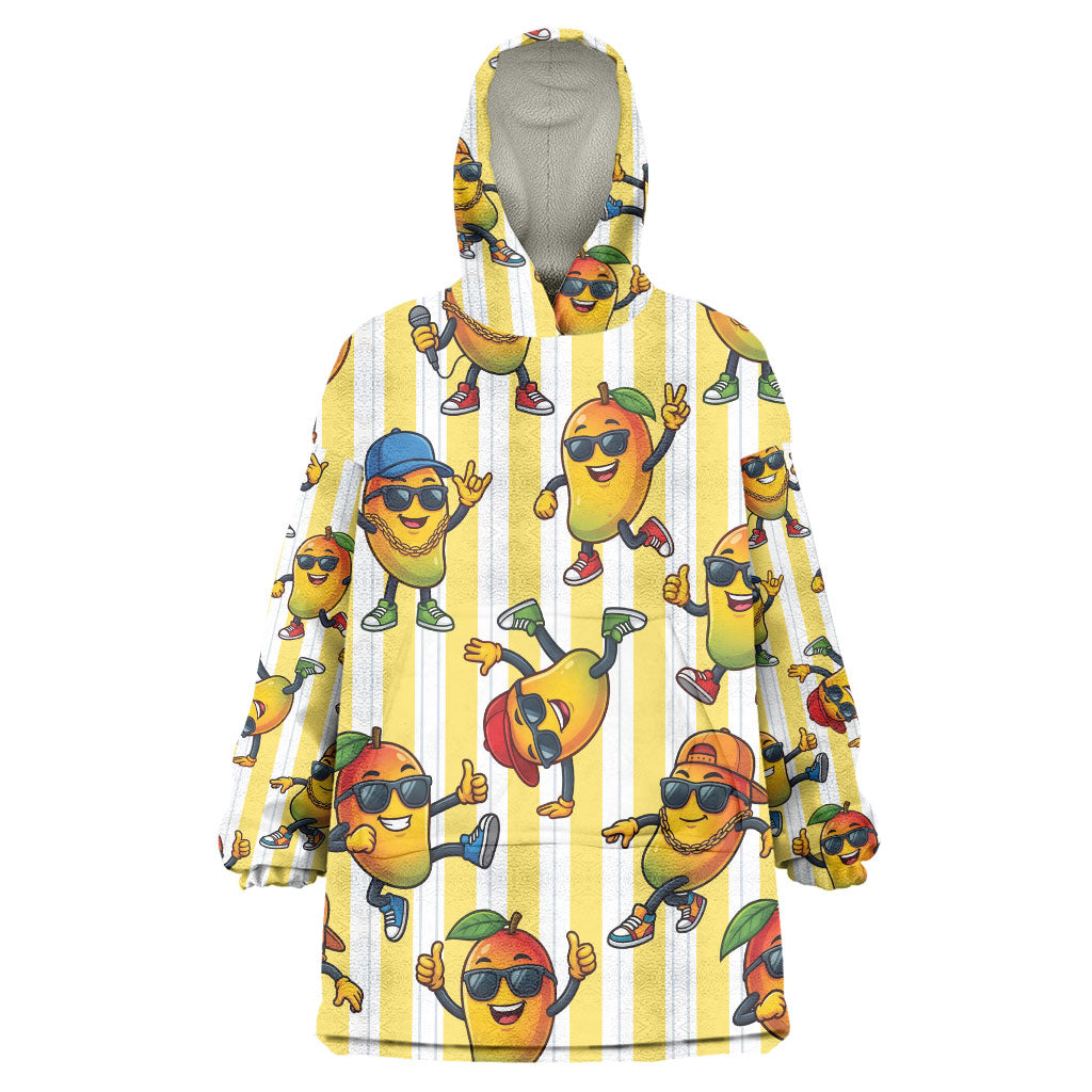 Funny Hawaii Mango Hip Hop Cartoon Wearable Blanket Hoodie Summer Beach Party LT19 One Size Yellow - Polynesian Pride