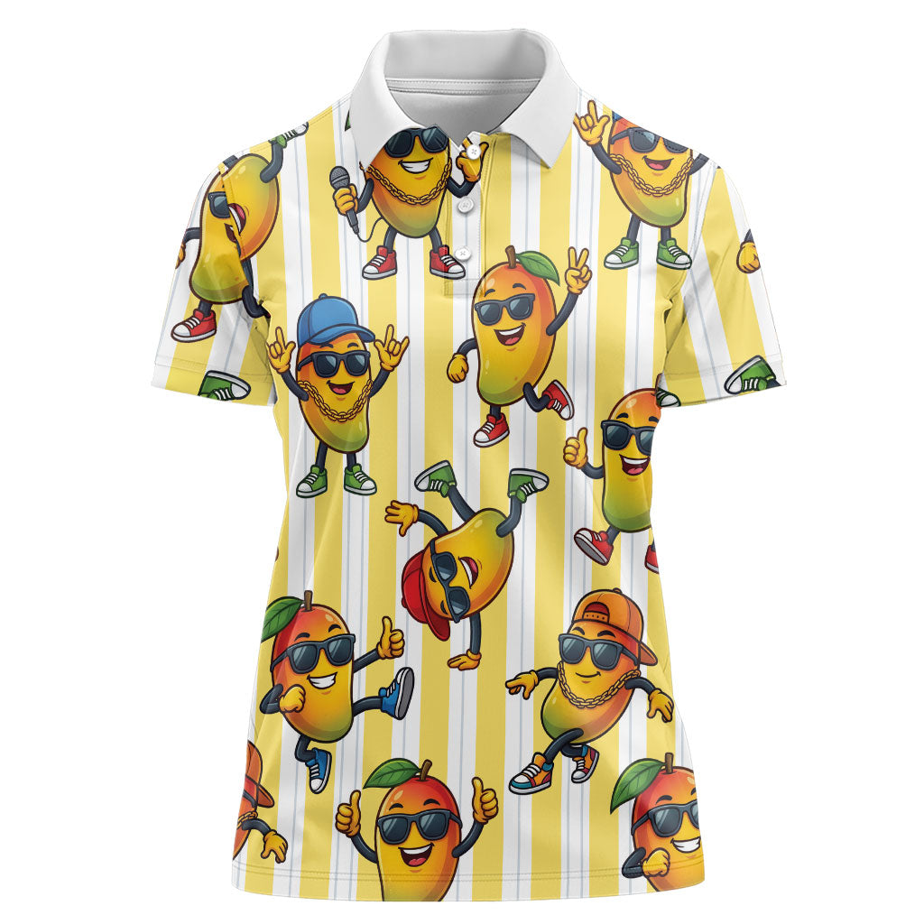 Funny Hawaii Mango Hip Hop Cartoon Women Polo Shirt Summer Beach Party LT19 Female Yellow - Polynesian Pride