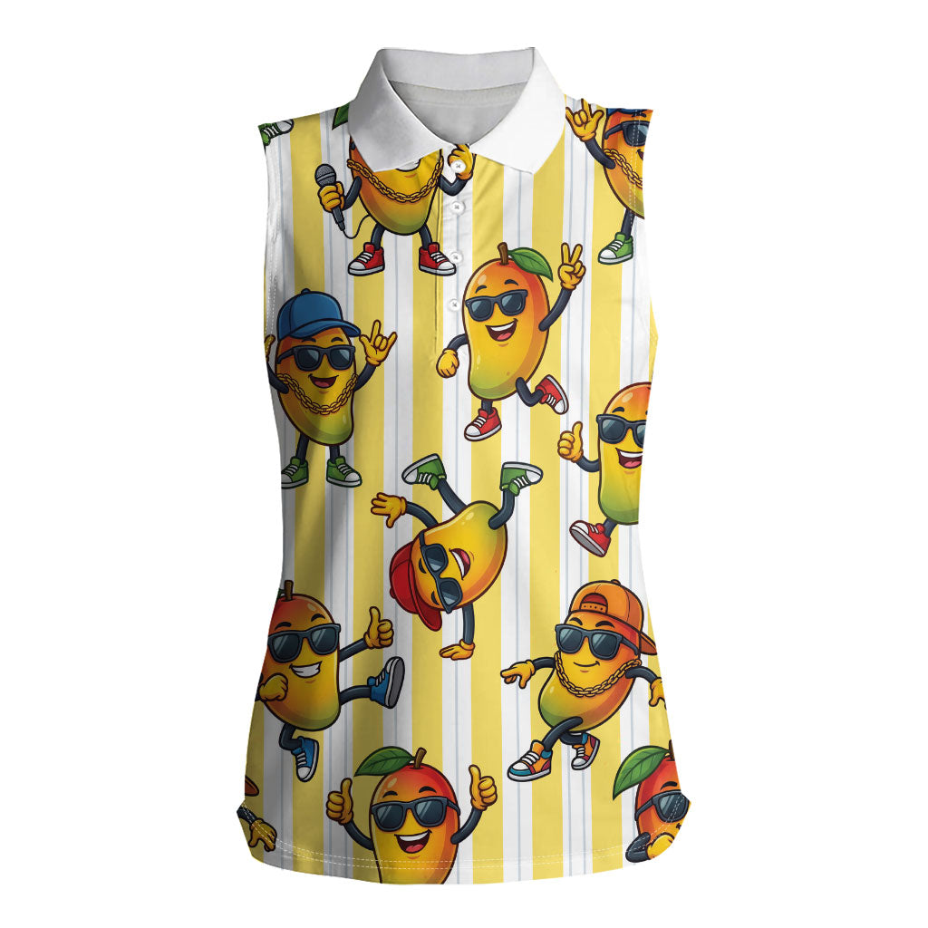 Funny Hawaii Mango Hip Hop Cartoon Women Sleeveless Polo Shirt Summer Beach Party LT19 Female Yellow - Polynesian Pride