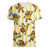 Funny Hawaii Mango Hip Hop Cartoon Women V-Neck T-Shirt Summer Beach Party LT19 Female Yellow - Polynesian Pride