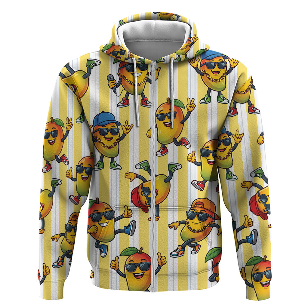 Funny Hawaii Mango Hip Hop Cartoon Zip Hoodie Summer Beach Party LT19 Zip Hoodie Yellow - Polynesian Pride