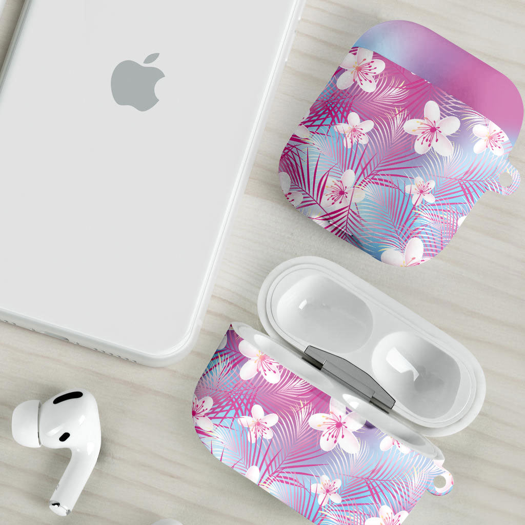 Pink Aloha Hawaiian AirPods Case Tropical Flower Palm Leaf Pattern LT19 - Polynesian Pride