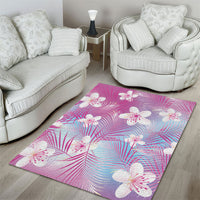 Pink Aloha Hawaiian Area Rug Tropical Flower Palm Leaf Pattern LT19 - Polynesian Pride