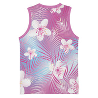 Pink Aloha Hawaiian Basketball Jersey Tropical Flower Palm Leaf Pattern LT19 - Polynesian Pride