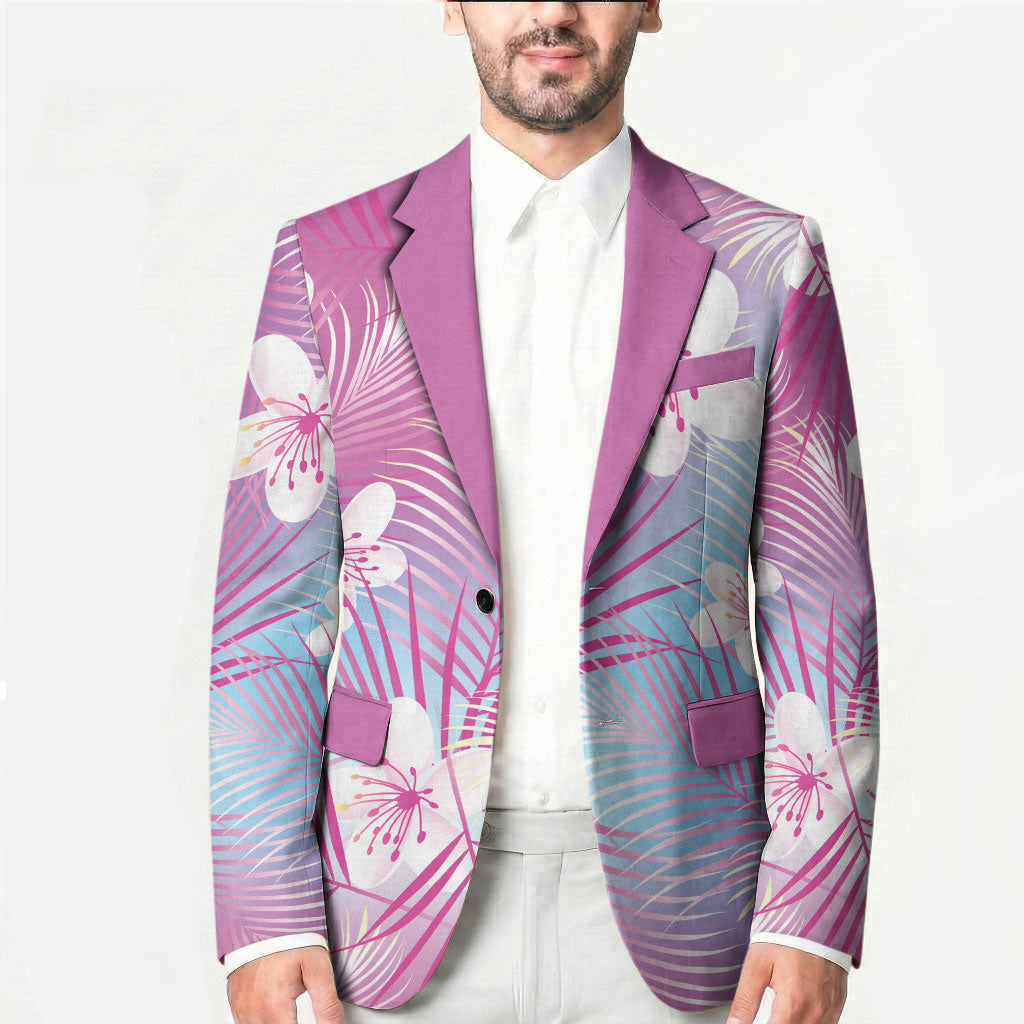 Pink Aloha Hawaiian Blazer Tropical Flower Palm Leaf Pattern LT19 - Polynesian Pride