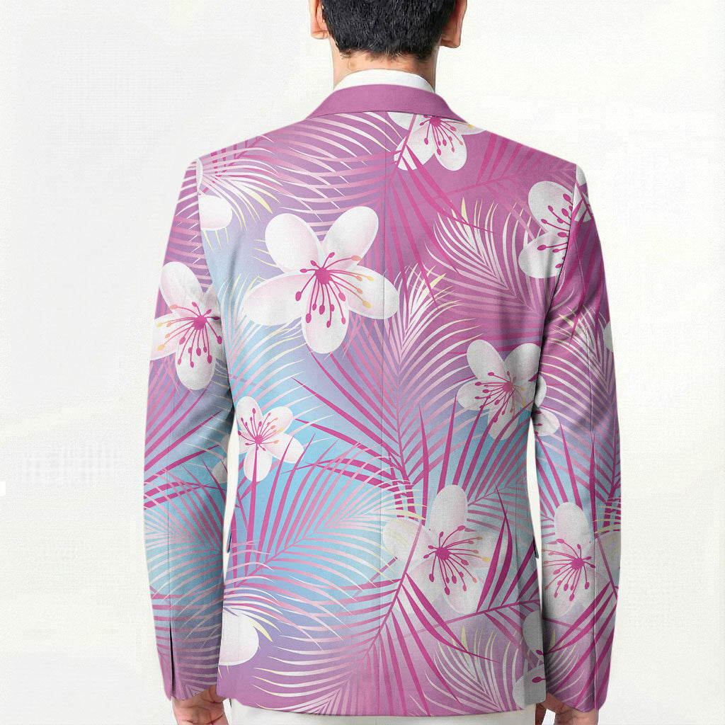 Pink Aloha Hawaiian Blazer Tropical Flower Palm Leaf Pattern LT19 - Polynesian Pride