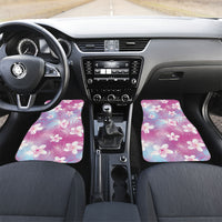 Pink Aloha Hawaiian Car Mats Tropical Flower Palm Leaf Pattern LT19 Set 2pcs - Front Pink - Polynesian Pride