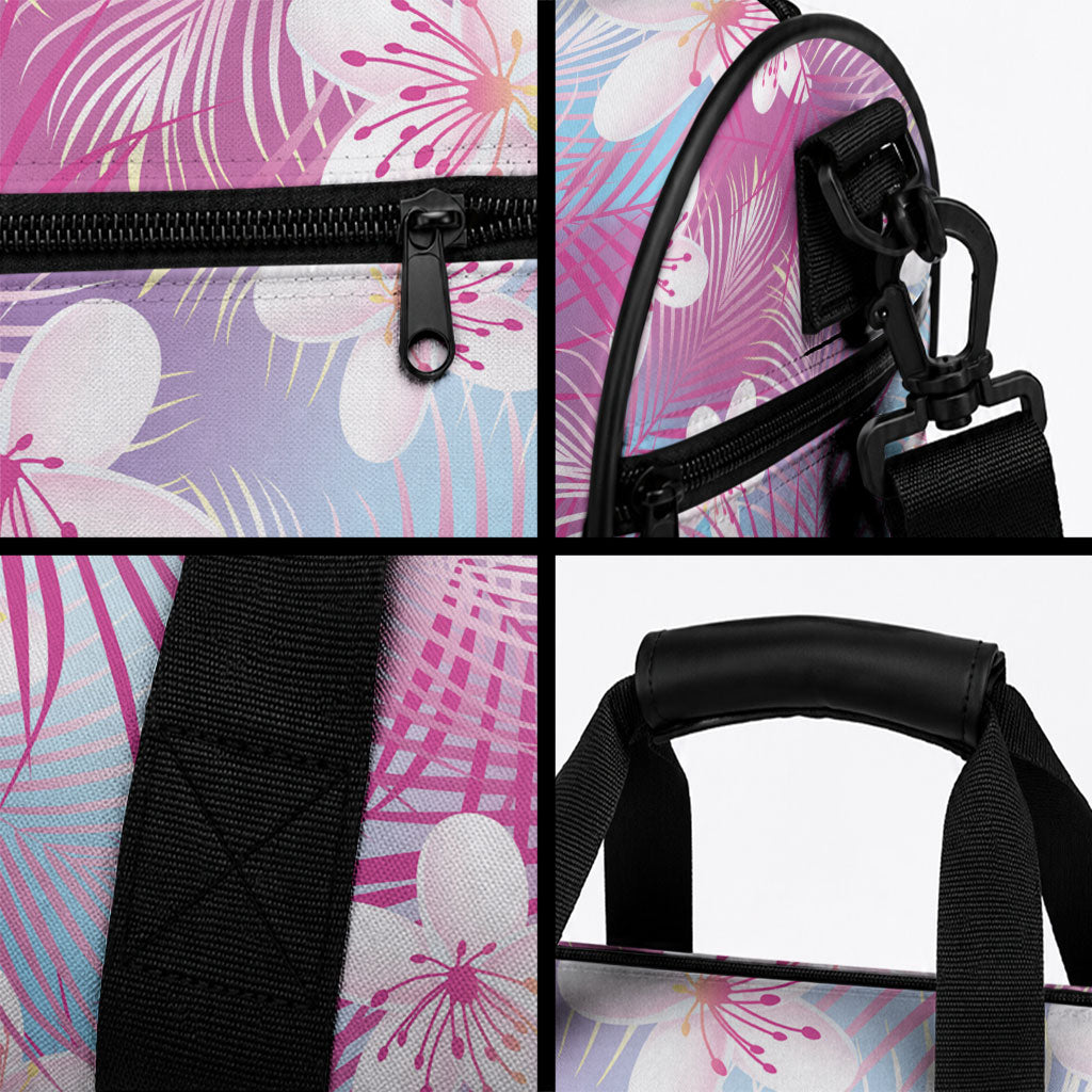 Pink Aloha Hawaiian Duffle Bag Tropical Flower Palm Leaf Pattern LT19 - Polynesian Pride