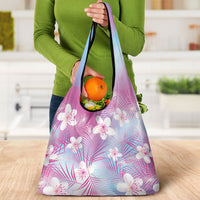 Pink Aloha Hawaiian Grocery Bag Tropical Flower Palm Leaf Pattern LT19 - Polynesian Pride