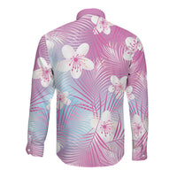 Pink Aloha Hawaiian Long Sleeve Button Shirt Tropical Flower Palm Leaf Pattern LT19 - Polynesian Pride