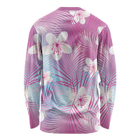 Pink Aloha Hawaiian Long Sleeve Shirt Tropical Flower Palm Leaf Pattern LT19 - Polynesian Pride