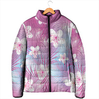 Pink Aloha Hawaiian Padded Jacket Tropical Flower Palm Leaf Pattern LT19 - Polynesian Pride