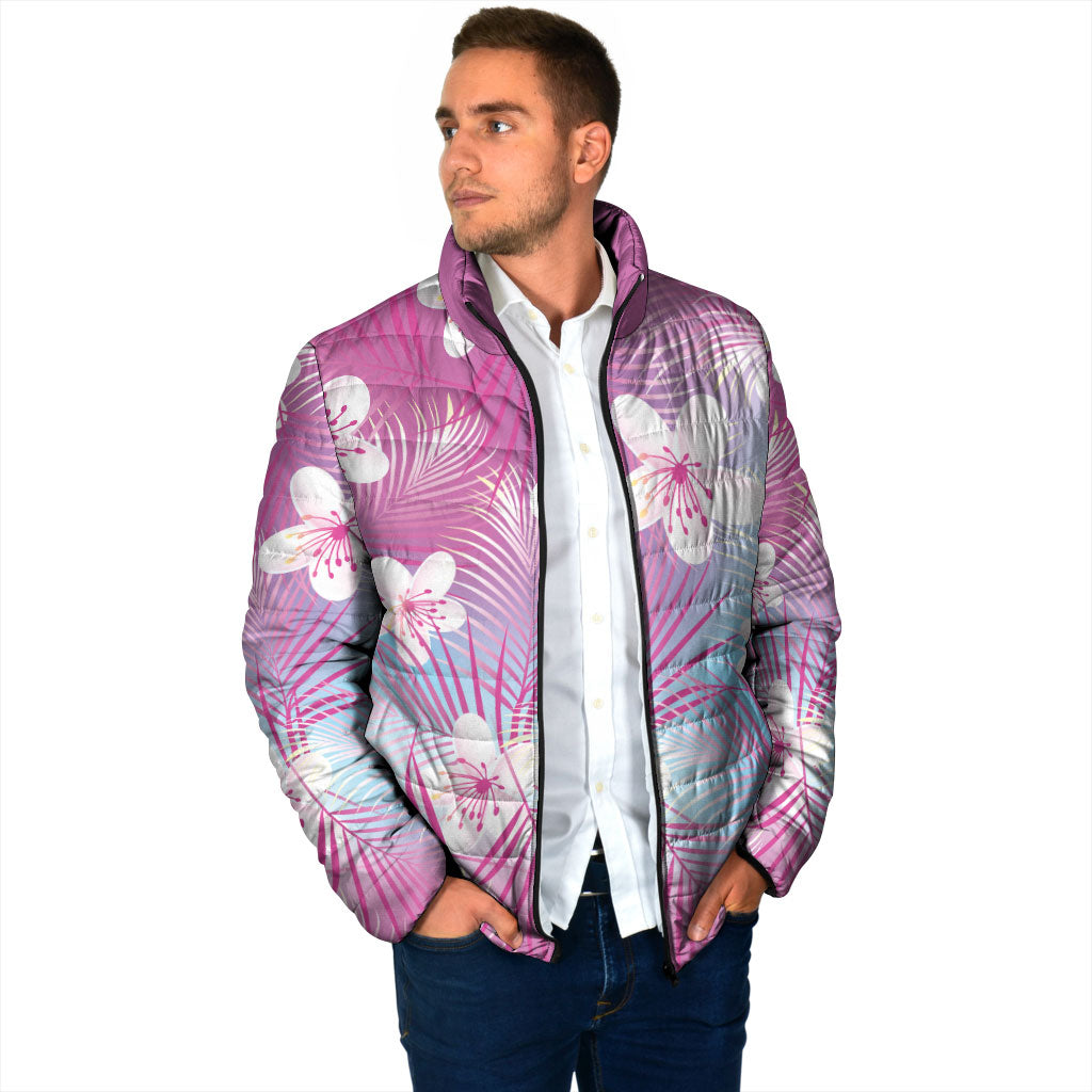Pink Aloha Hawaiian Padded Jacket Tropical Flower Palm Leaf Pattern LT19 - Polynesian Pride