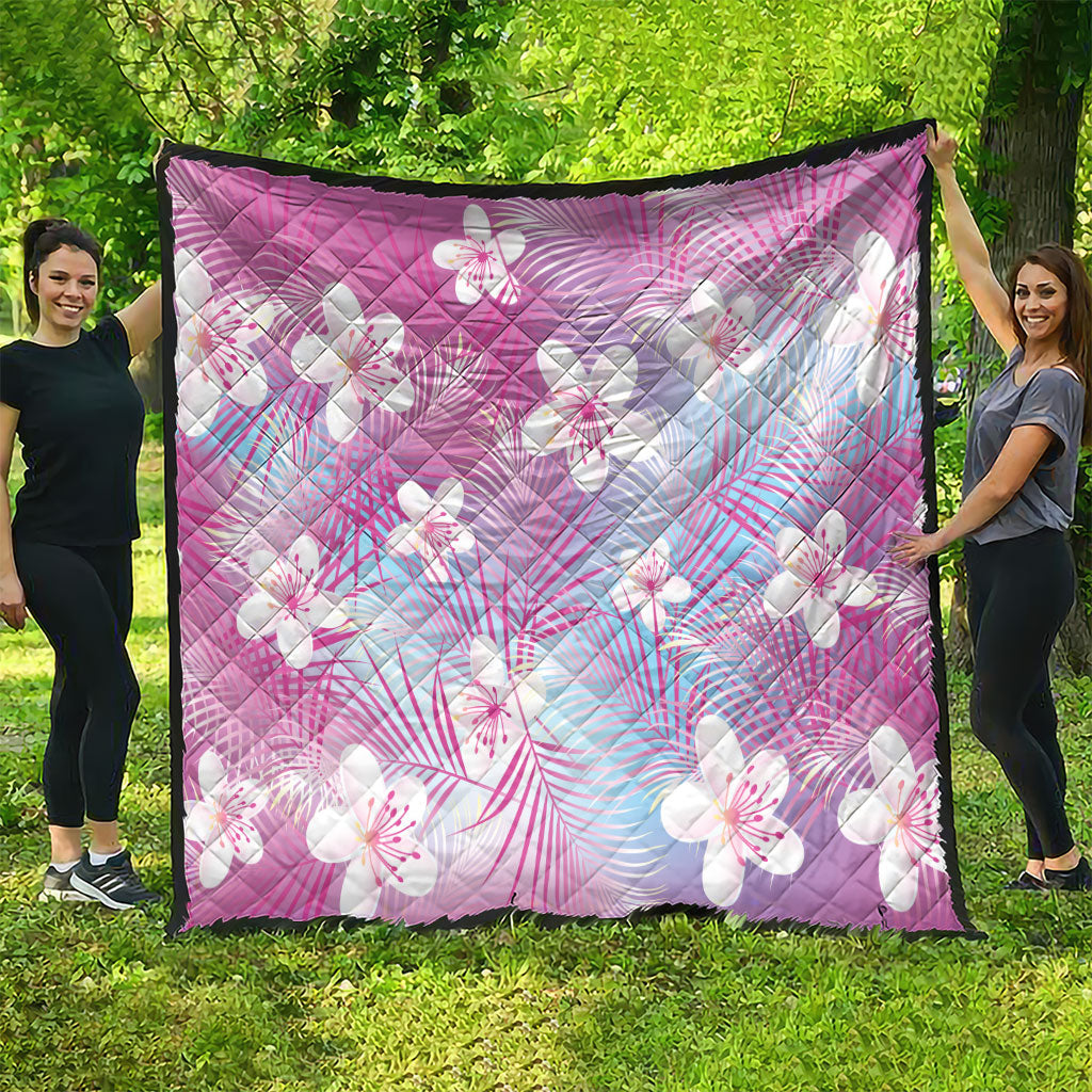 Pink Aloha Hawaiian Quilt Tropical Flower Palm Leaf Pattern LT19 - Polynesian Pride