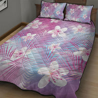 Pink Aloha Hawaiian Quilt Bed Set Tropical Flower Palm Leaf Pattern LT19 - Polynesian Pride