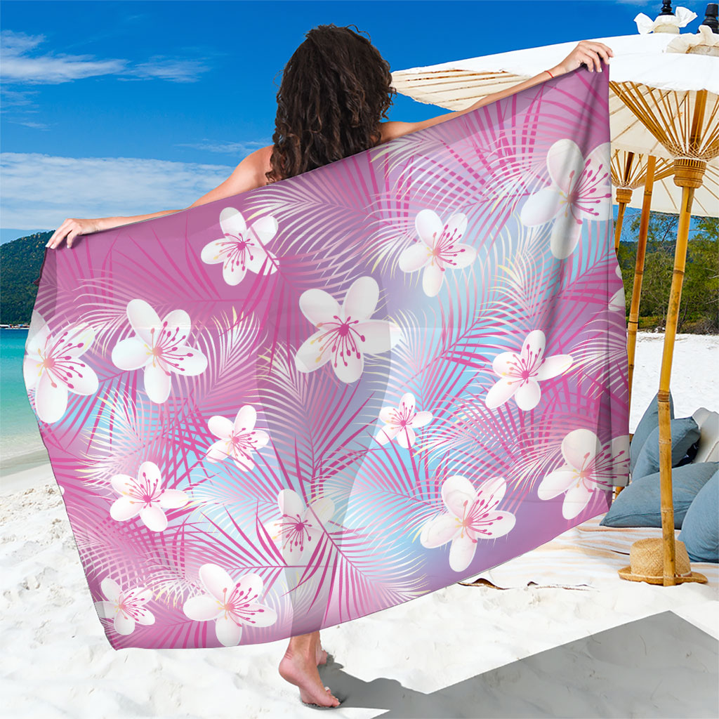 Pink Aloha Hawaiian Sarong Tropical Flower Palm Leaf Pattern LT19 One Size 44 x 66 inches Pink - Polynesian Pride