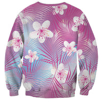 Pink Aloha Hawaiian Sweatshirt Tropical Flower Palm Leaf Pattern LT19 - Polynesian Pride