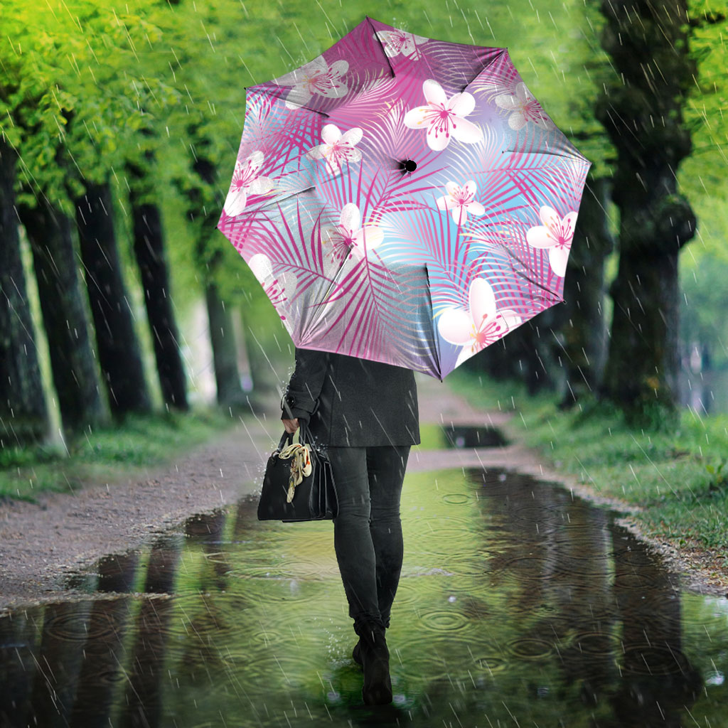 Pink Aloha Hawaiian Umbrella Tropical Flower Palm Leaf Pattern LT19 - Polynesian Pride