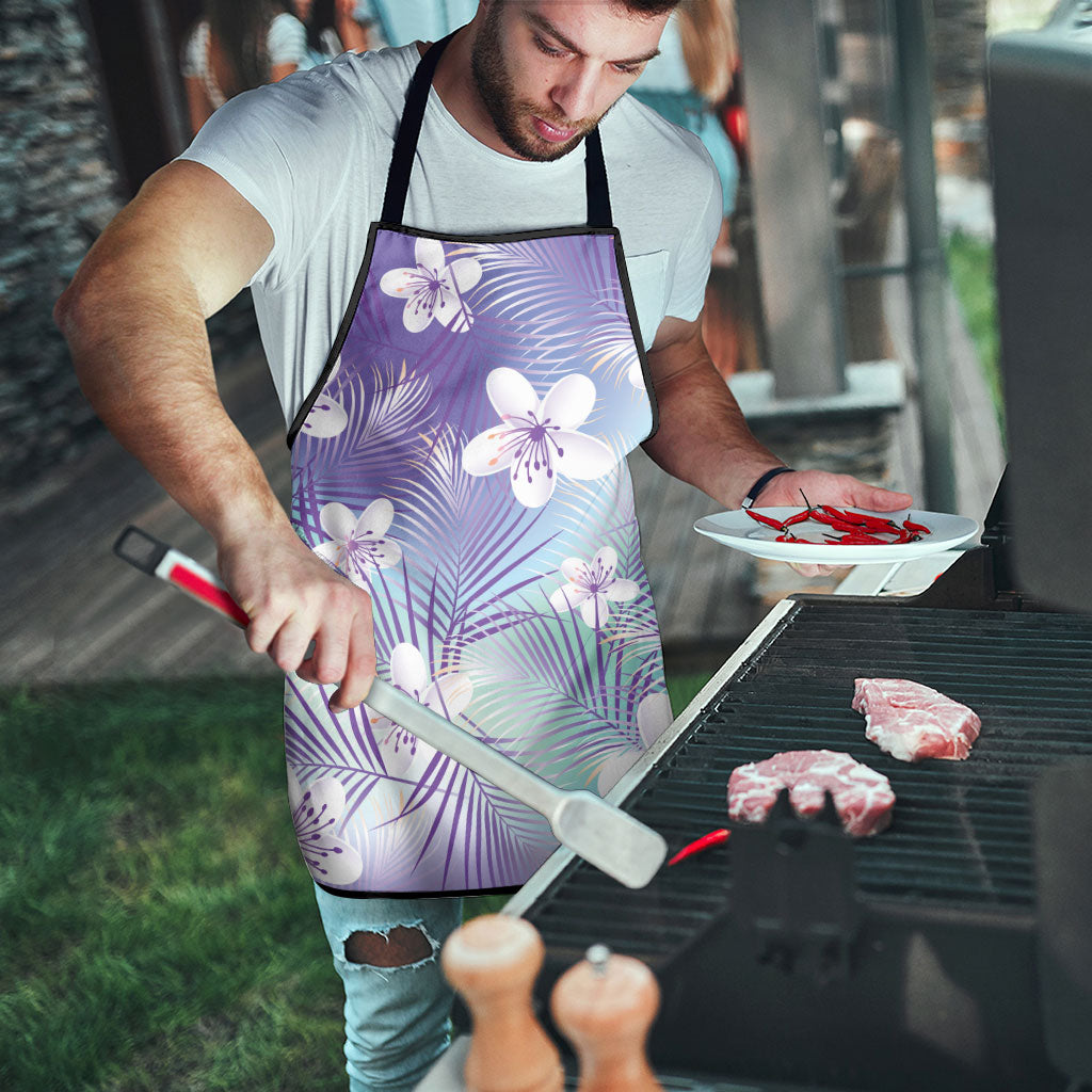 Purple Aloha Hawaiian Apron Tropical Flower Palm Leaf Pattern LT19 - Polynesian Pride