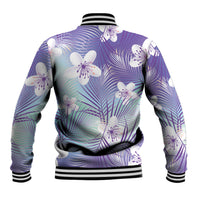 Purple Aloha Hawaiian Baseball Jacket Tropical Flower Palm Leaf Pattern LT19 - Polynesian Pride