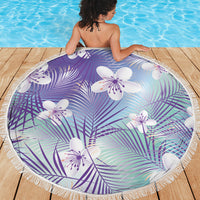Purple Aloha Hawaiian Beach Blanket Tropical Flower Palm Leaf Pattern LT19 - Polynesian Pride