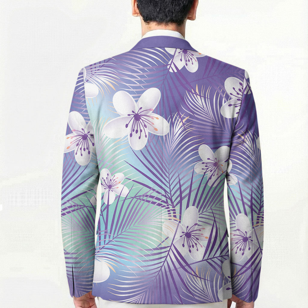 Purple Aloha Hawaiian Blazer Tropical Flower Palm Leaf Pattern LT19 - Polynesian Pride