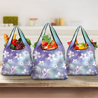 Purple Aloha Hawaiian Grocery Bag Tropical Flower Palm Leaf Pattern LT19 3-pack One Size Purple - Polynesian Pride