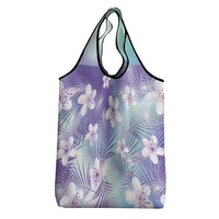 Purple Aloha Hawaiian Grocery Bag Tropical Flower Palm Leaf Pattern LT19 - Polynesian Pride