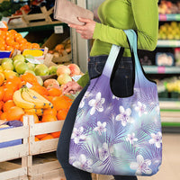 Purple Aloha Hawaiian Grocery Bag Tropical Flower Palm Leaf Pattern LT19 - Polynesian Pride